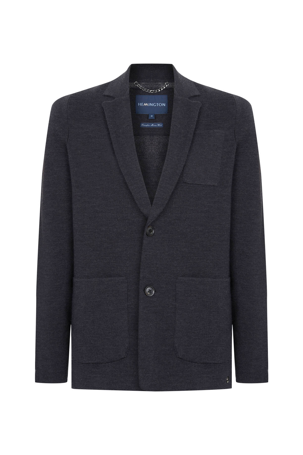 Antrasit Extrafine Merino Triko Blazer Ceket