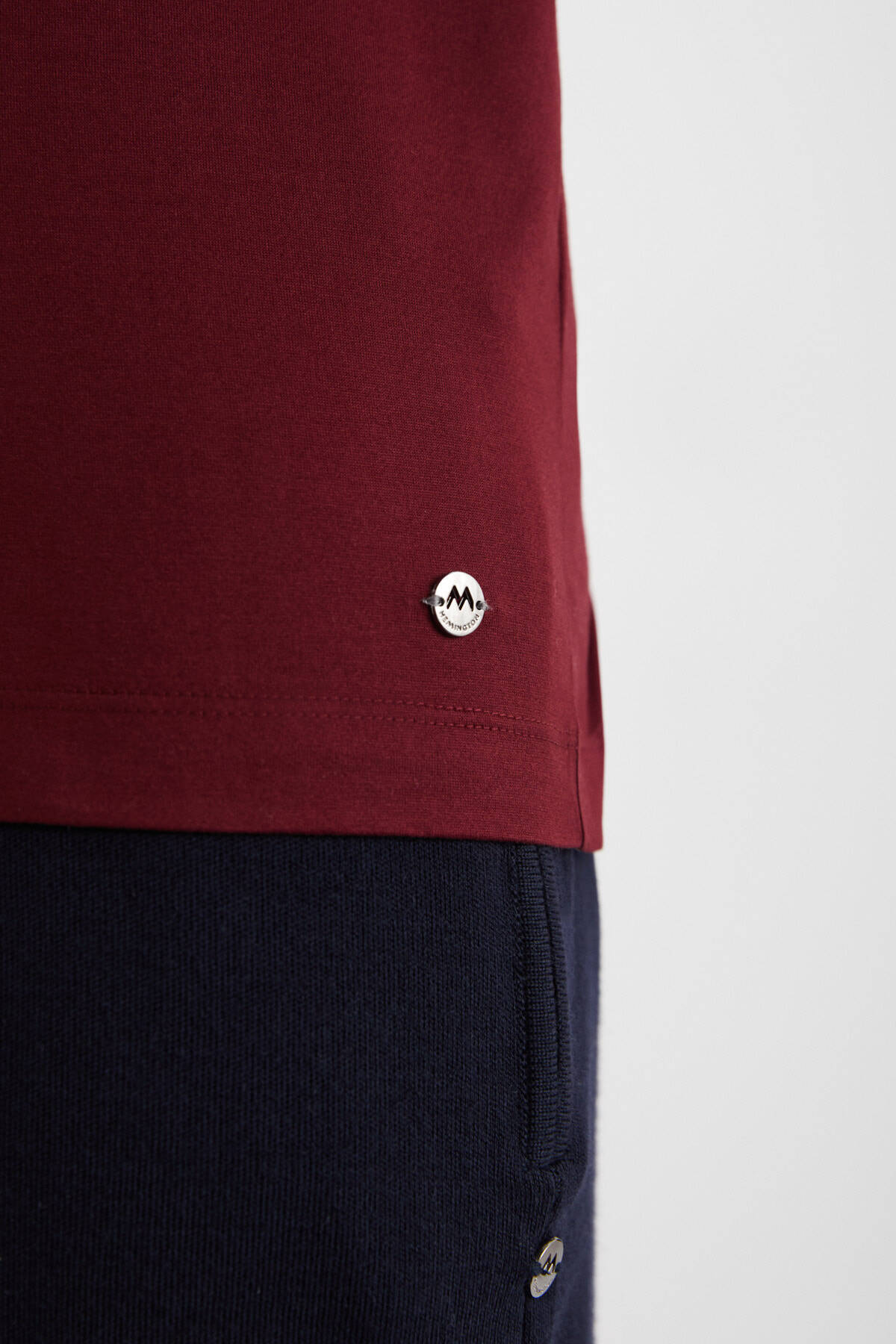 Bisiklet Yaka Bordo Basic T-Shirt