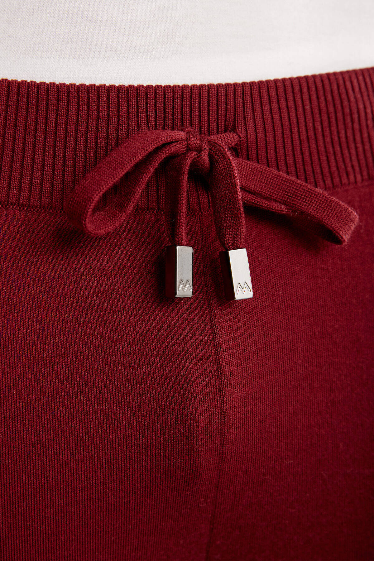 Bordo Merino Yün Activewear Triko Pantolon