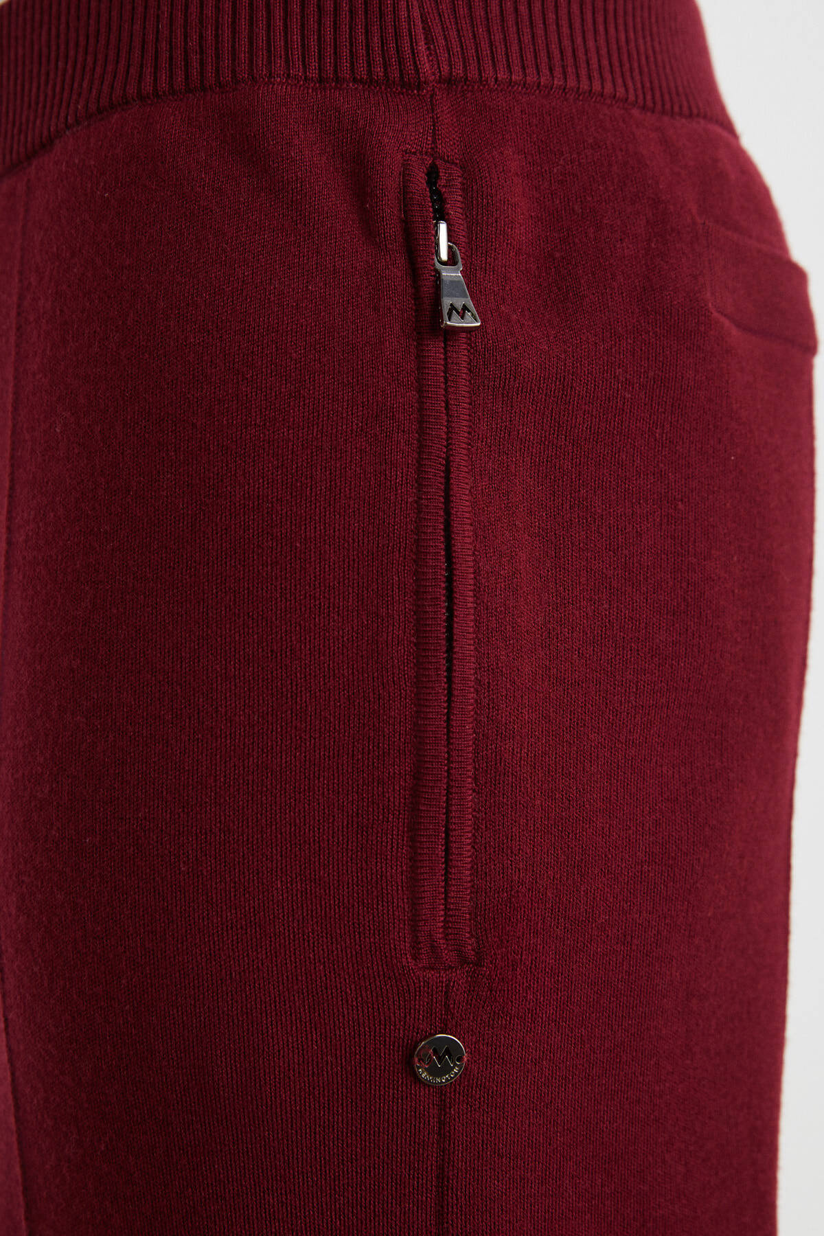 Bordo Merino Yün Activewear Triko Pantolon