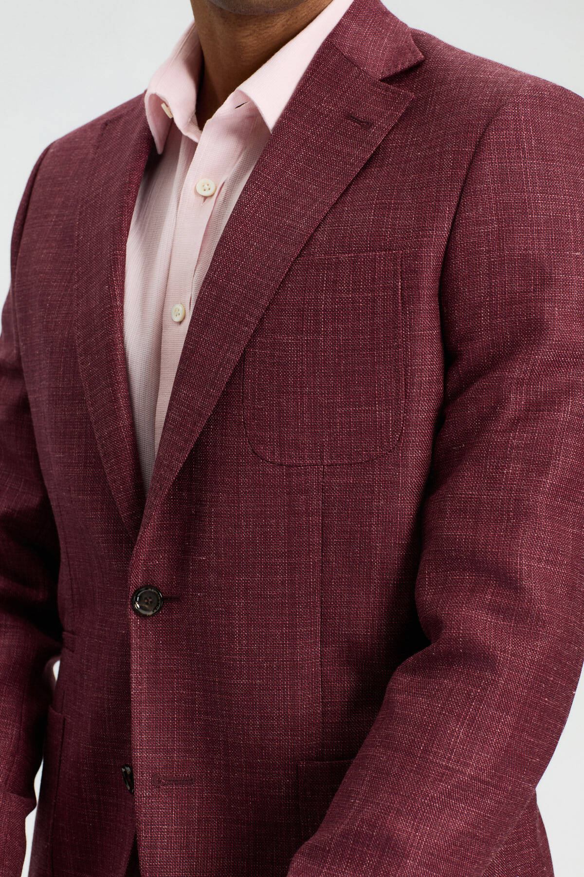 Saf Keten Bordo Yazlık Blazer Ceket