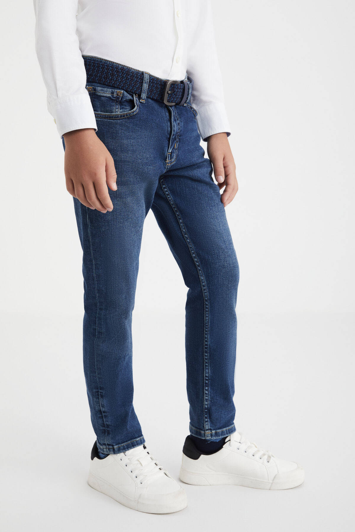 Lacivert Taşlanmış Denim Çocuk Pantolon