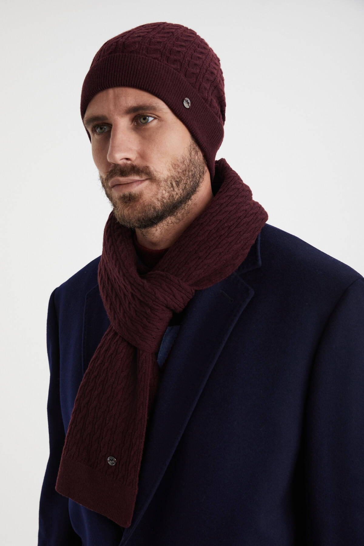 Lambswool Yün Bordo Atkı