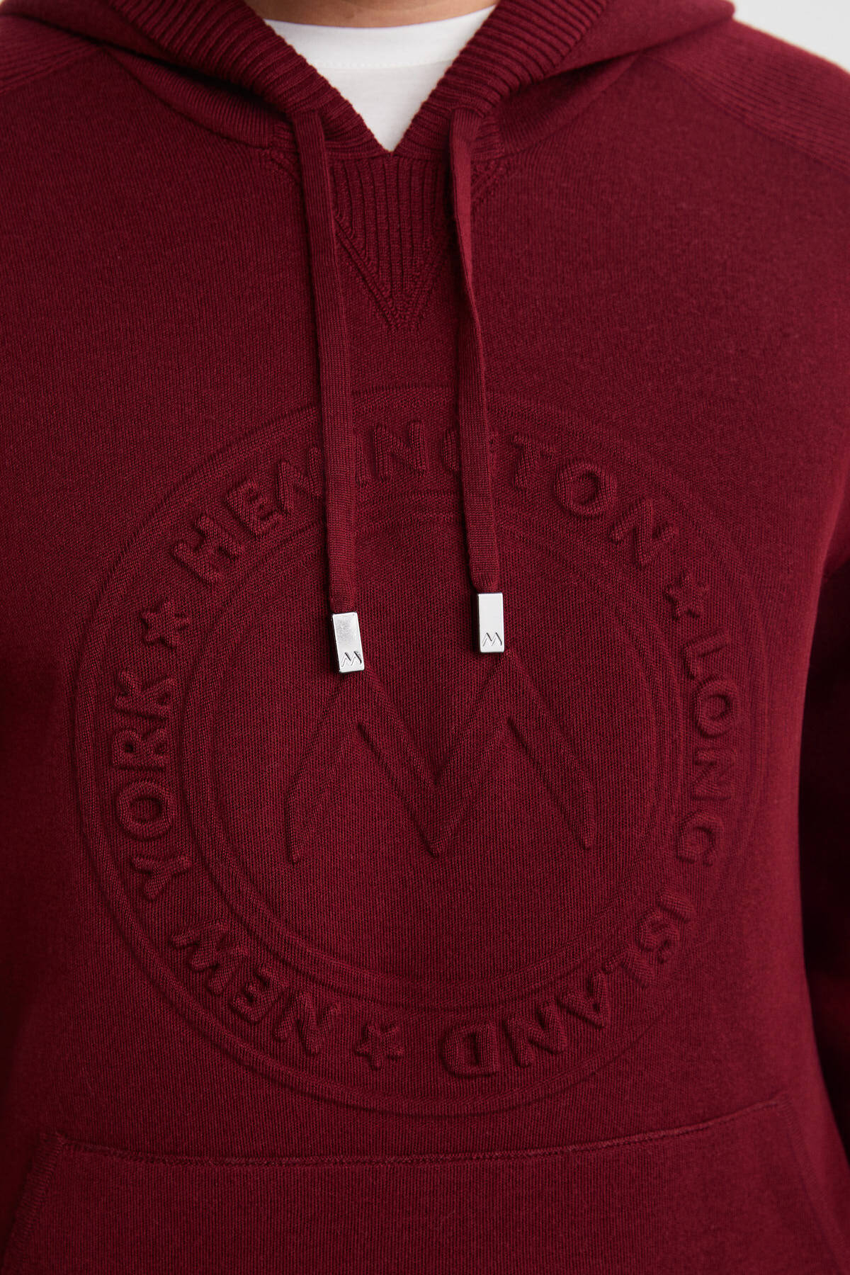 M Logolu Kapüşonlu Bordo Hoody