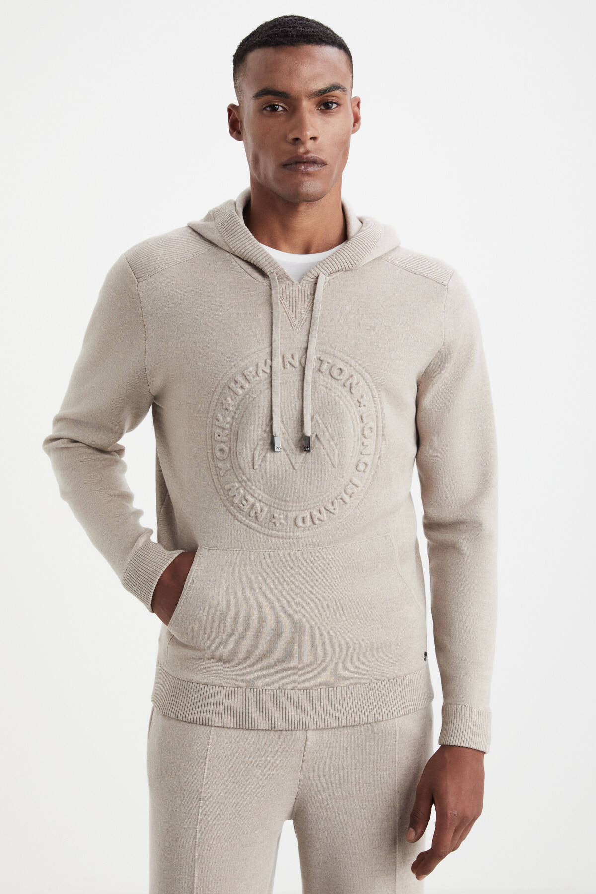 M Logolu Kapüşonlu Camel Hoodie